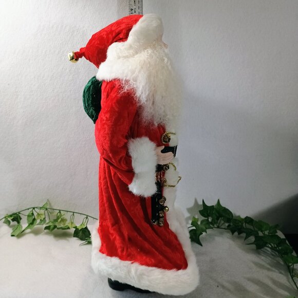 EUC: Vintage Santa Claus approx 17 in Red & Green Hand Porcelain Collectible - Picture 9 of 9